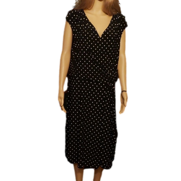 Lauren Ralph Lauren Faux Wraparound Dress Pockodot. Size XL - Picture 1 of 10